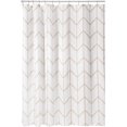 thumbnail image 1 of Polyester Fabric Modern Geometric Herringbone Print Shower Curtain with Reinforced Buttonholes for Master and Guest Bathroom - Machine Washable & Water Resistant - 72" x 72" - Beige/White, 1 of 5