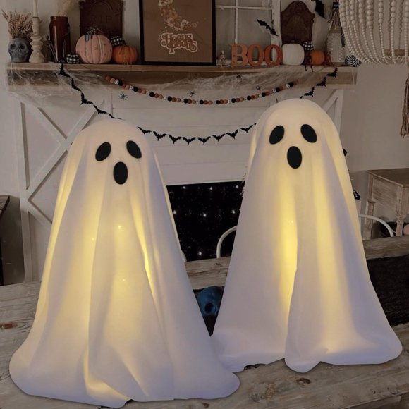 Decoraciones de fantasmas de Halloween DAZONGE, paquete de 2 unidades, funciona con pilas