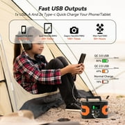 Power Station Portable, Flashfish Solar Generator 200W Peak, 45000mAh/166Wh Backup Battery with 2 110V AC Outputs/2 DC Ports/3 USB Ports for Outdoor, Emergency, Home Use