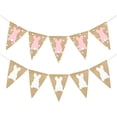 thumbnail image 1 of CIMAXIC easter 2PCS Easter Burlap Pennant Flags Banners Rabbit Wave Point Banners Garland for Easter Party Decorations (White + Pink),118.11"X6.69"X0.04", 1 of 5