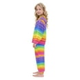 thumbnail image 4 of Fluffy Pajamas Set Fuzzy Winter Warm Pj Sets Pullover Tops and Long Pants Watercolor Rainbow Colors Large, 4 of 8