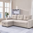 thumbnail image 2 of Moootto 91.7" Pull-Out Modern Fabric Sleeper Sectional with Chaise in Beige, 2 of 6