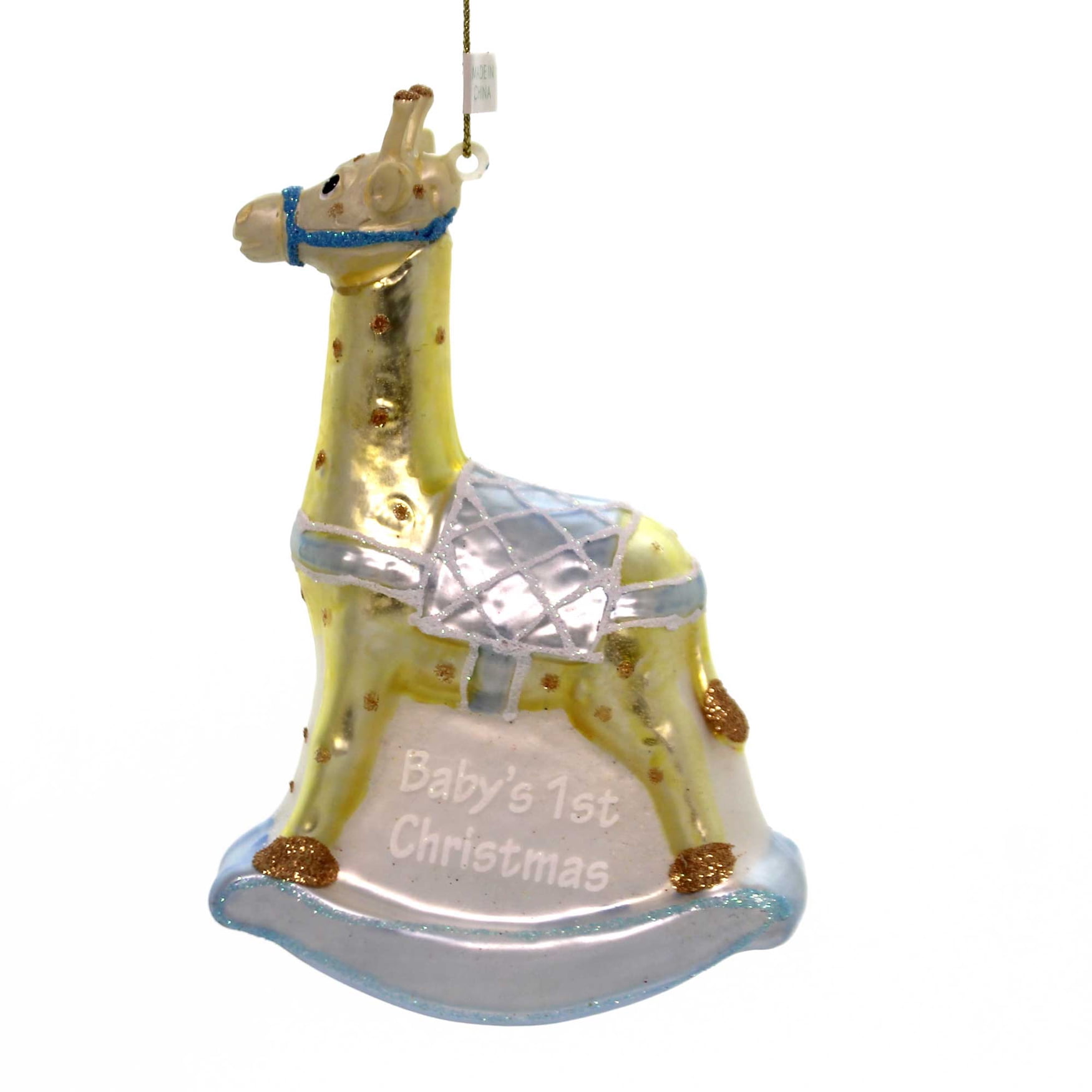 Holiday Ornaments GIRAFFE BABY'S FIRST CHRISTMAS Glass Girl Boy 136531