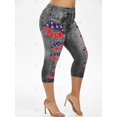 thumbnail image 2 of Más el tamaño de la impresión del labio de la bandera americana recortada Jeggings Rosegal Leggings de talla grande, 2 of 5