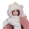 thumbnail image 1 of MIASHUI Hat for Women Winter Warm Thick Scarf Connected Two-Piece Set Ear Protection Hat Cold Protection Scarf White, 1 of 3