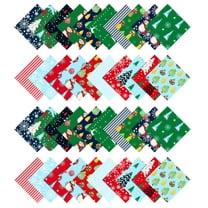 Soimoi Christmas Theme Print Precut 5-inch Cotton Fabric Quilting Squares Charm Pack DIY Patchwork Sewing Craft-Green