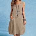 thumbnail image 2 of Moda mujer Casual Sexy cuello redondo vestidos sólidos bolsillos de verano vestido sin mangas Fridja  hj1889, 2 of 7