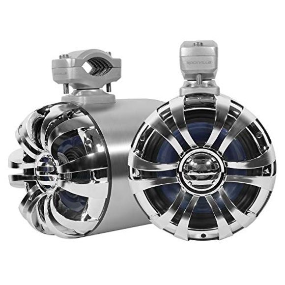 Rockville WB65 2 x 6.5 600w Metal Marine Wakeboar.d Tower Speakers+Swivel Brackets, 2 Pack
