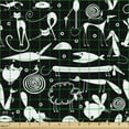 thumbnail image 2 of Ambesonne Animals Fabric by the Yard Upholstery, Funny Surreal Silhouettes, 5 Yards, Charcoal Grey and White, 2 of 5