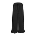 thumbnail image 6 of GYUJNB Womens Pants,Womens Wide Leg Pants Drawstring Elastic High Waisted Ruffle Hem Palazzo Pants with Pockets,Women Casual Pants,Size:L, 6 of 6