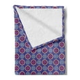 thumbnail image 2 of Geometric Soft Flannel Fleece Throw Blanket, Retro Inspired Symmetric Pattern with Abstract Rounds and Circles, Cozy Plush for Indoor and Outdoor Use, 70" x 90", Dark Violet Multicolor, by Ambesonne, 2 of 5