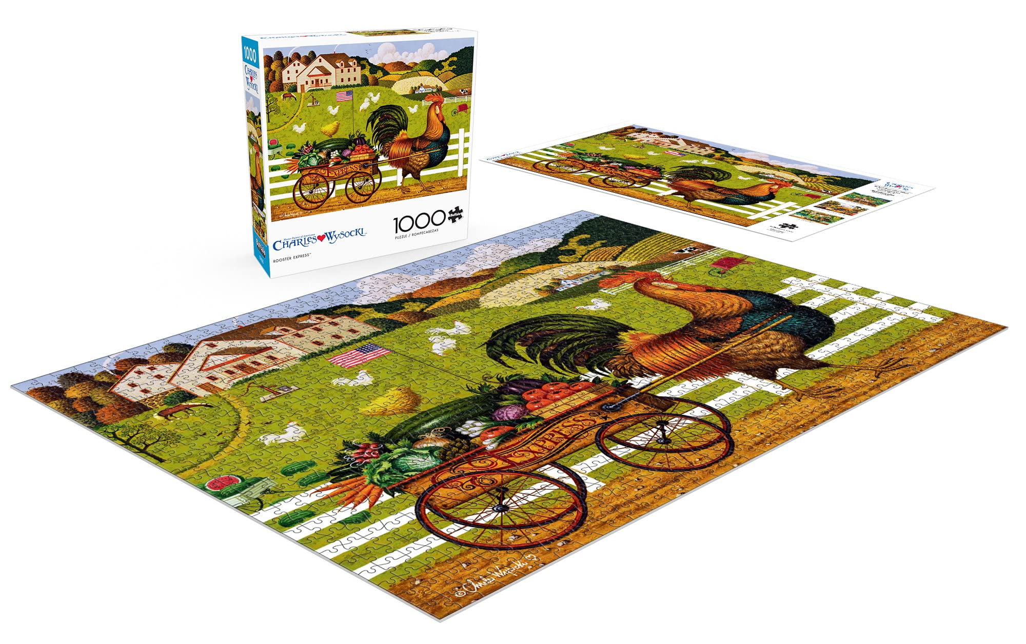 Buffalo Games 1000-Piece Charles Wysocki Rooster Express Jigsaw Puzzle