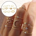 thumbnail image 3 of 10pcs Anillos Star / Moon Theme Adorno Accesorio para Mujeres Chica Viajes Viajes, 3 of 8