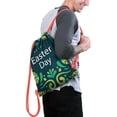 thumbnail image 2 of Easter Drawstring Backpack for Egg Hunt, 13.5" X 16.5" Waterproof Treat Bag, [Easter Theme] Print, 2 of 5