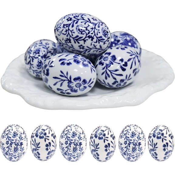 1Pcs Handcrafted Blue and White Easter Eggs Ornaments Holiday Decorations Perfect Accents for Home or Office,Ideal Gifts for Christmas, Halloween, Mother's Day, Easter and Housewarming
