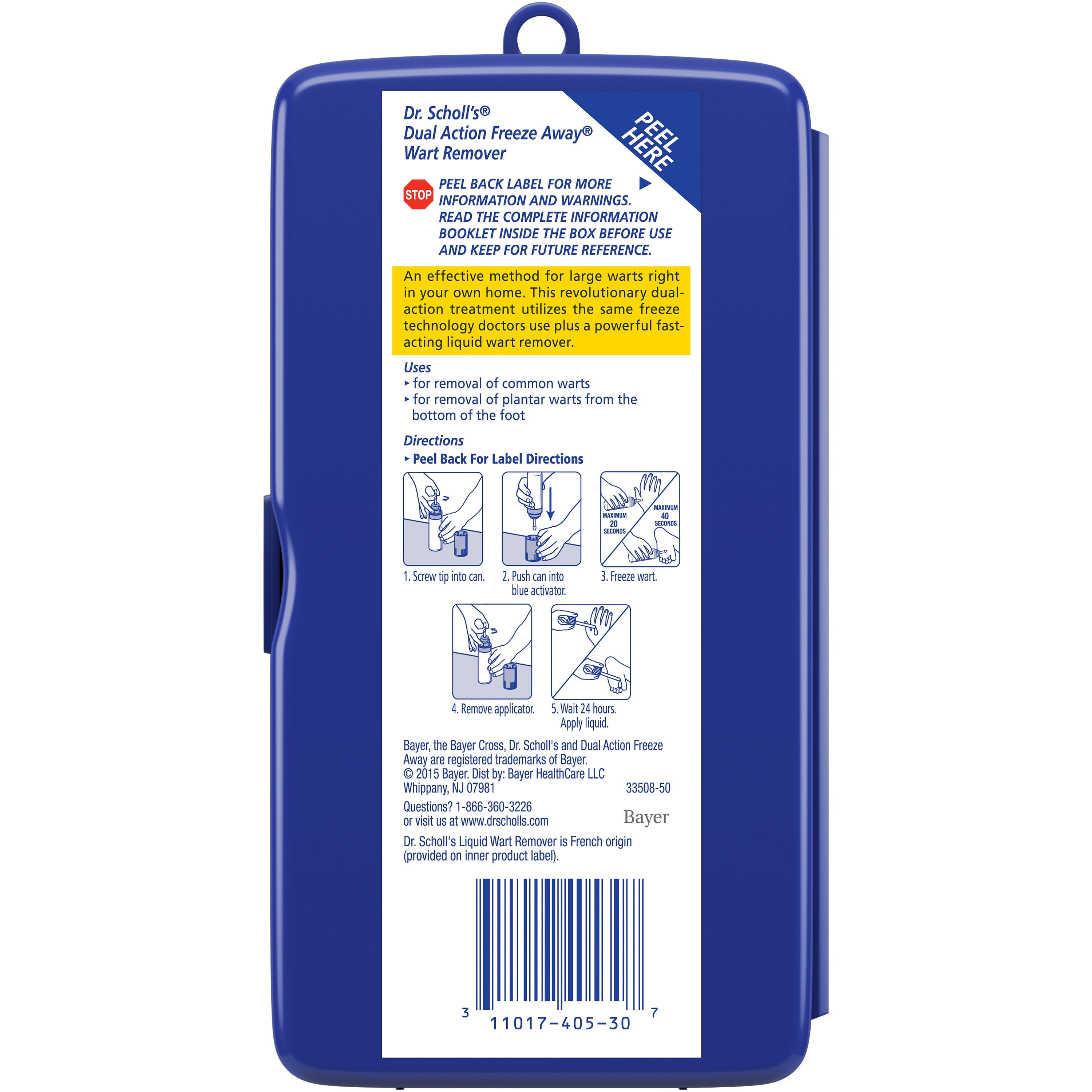 Dr. Scholl's Dual Action Freeze Away Wart Remover, Freeze Therapy + Fast-Acting Liquid, 8 Treatments