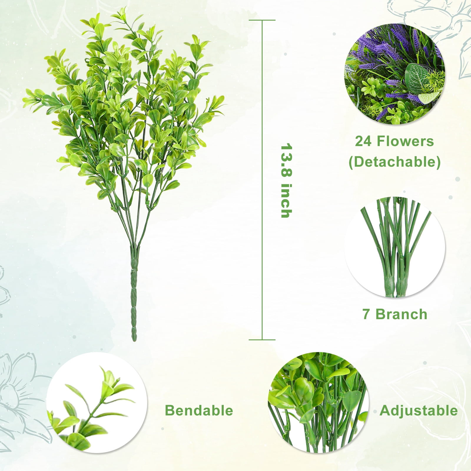 VKFVKF 24 Bundles Artificial Flowers for Outdoors UV Resistant Fake Plastic Plants Faux Boston Fern Greenery Stems for Spring Summer Indoor Garden Patio Window Box Kitchen Home Decor, Mixedcolor