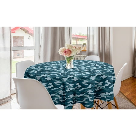 

Camo Round Tablecloth Camouflage Theme in Oceanic Colors Sea Water Inspired Illustration Circle Table Cloth Cover for Dining Room Kitchen Decor 60 Slate Blue Baby Blue by Ambesonne