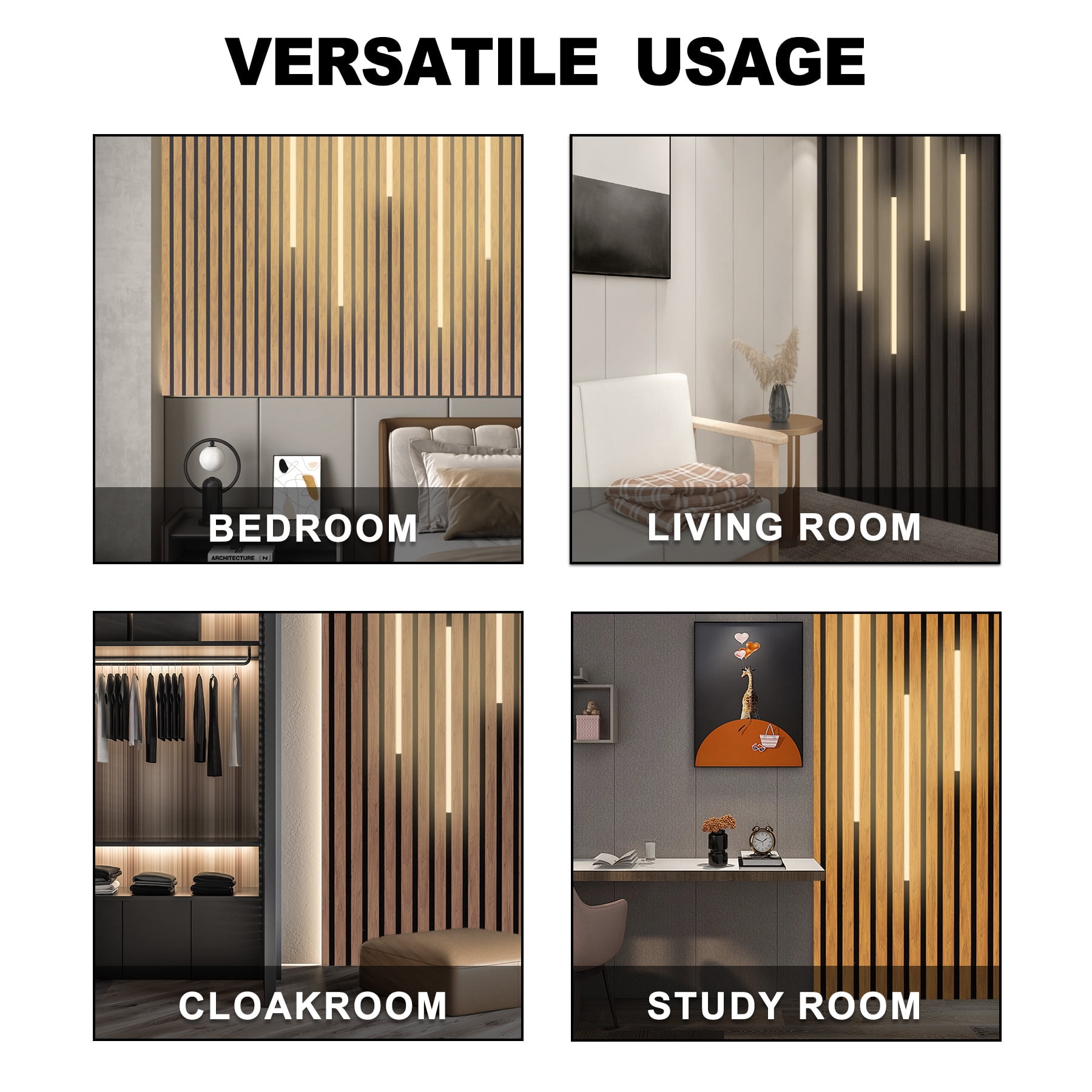 Gaahing 8pcs Recessed Linear Lighting Fixtures 200"/5.08M, 3000K Warm White LED Strip Light Kit with Touch Control & Self-Adhesive – Easy Installation for Slat Wall Panels, Under Cabinet