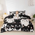 thumbnail image 2 of jejeloiu Cute Cat Pattern Duvet Cover Set Kids,Cartoon Kitten Print Bedding Full,Reversible,3pcs(No Comforter), 2 of 6