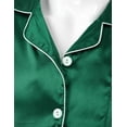 thumbnail image 5 of iiniim Men's Satin Short Sleeve Button Down Shirt Top Classic Pajamas Tops Blouse Nightwear Size M-3XL Dark Green M, 5 of 7