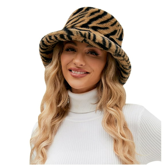 Fnooota Womens Bucket Hats, Windproof Plush Warm Fashion Winter Hats for Women Coffee Size Free Size