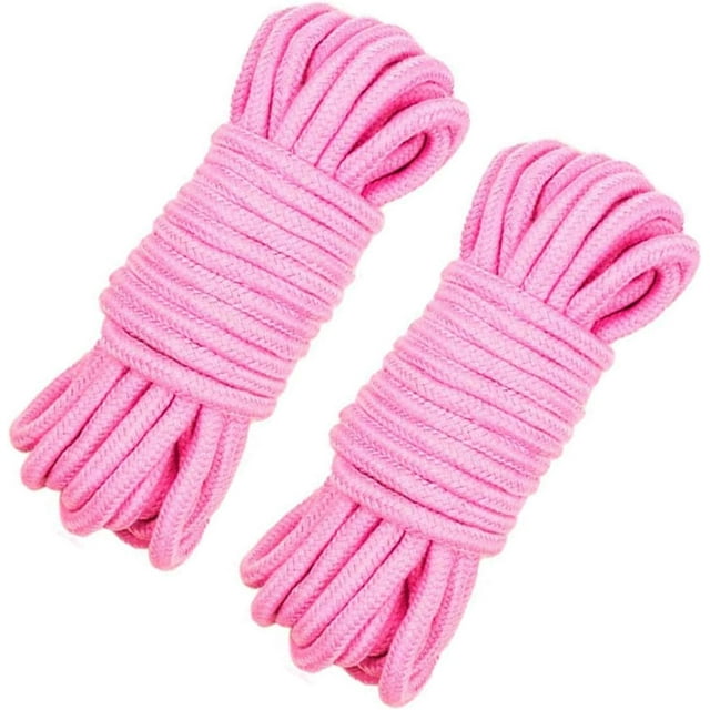 2 Pcs Soft Cotton Rope Cord,10 M/33 Feet 8 MM All Purpose Cotton Rope Craft Rope Thick Cotton Rope for Multiple Sports (Pink)by Torubia