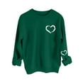 thumbnail image 2 of Fznquz Cute Womens Crewneck Sweatshirt Valentine Day Pullover Oversized Love Heart Graphic Green Trendy Lightweight Blouses L, 2 of 7