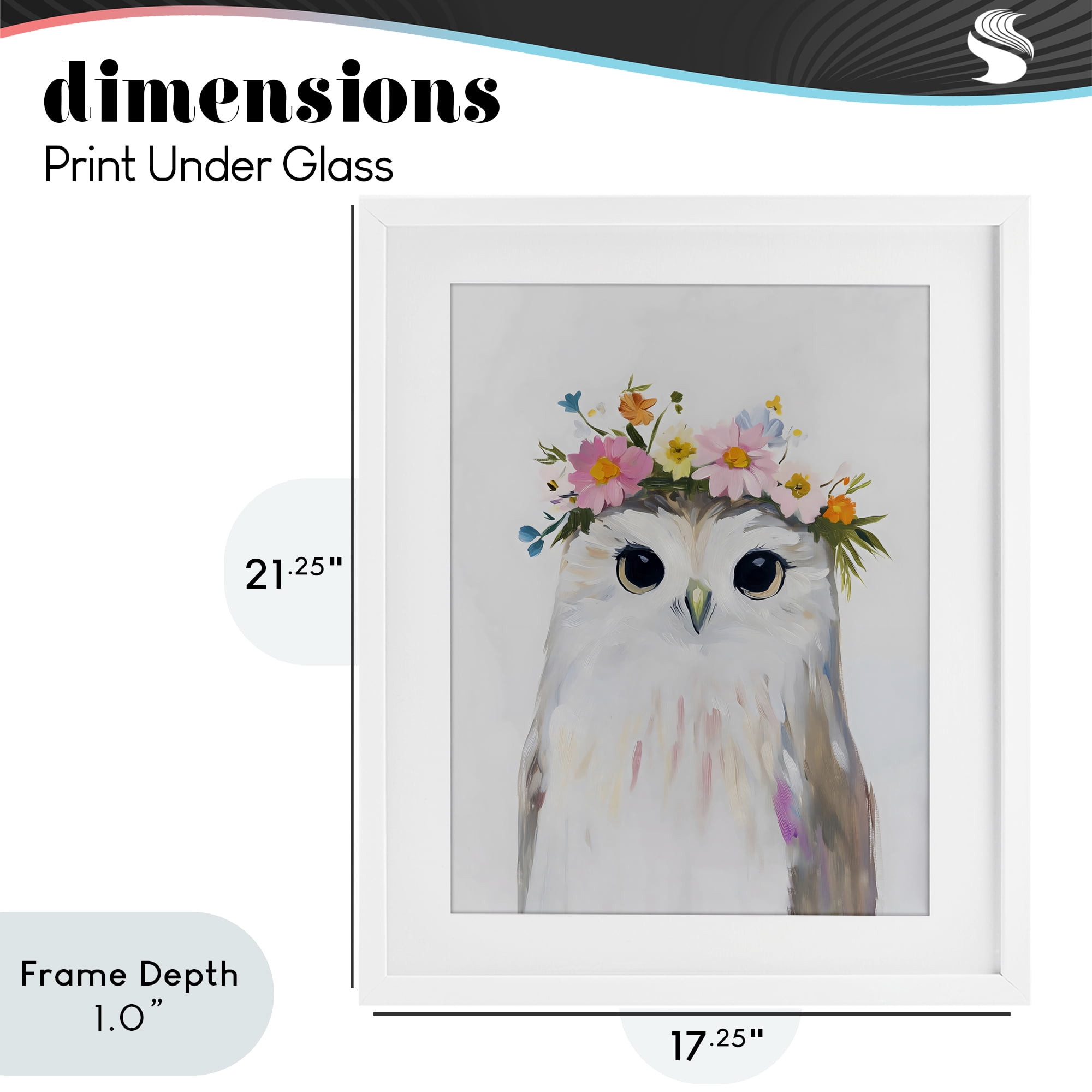 Stupell Industries Flower Crown Owl White Framed Print Under Glass, design by The Prints Vibe