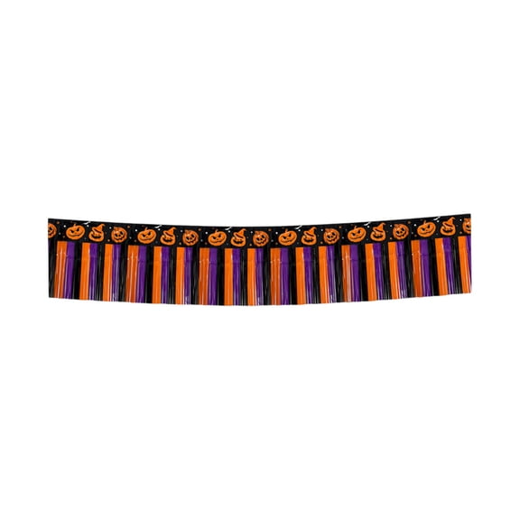 Feledorashia Halloween Party Decorations, Halloween Banner, Pumpkin Rain Thread Curtain Banner, Shiny Metallic Foil Fringe with Easy Installation