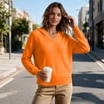 thumbnail image 5 of Szhihuiw Women's Lightweight Sweaters Fall Fashion Solid Color Long Sleeve Knit Hooded Sweater Business Casual Tops for Women, 5 of 9