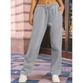 thumbnail image 4 of Women'S Wide Leg Sweatpants High Waisted Baggy Interior Drawstring Sweatpants Straight Leg Sweat Pants Light Gray L, 4 of 9