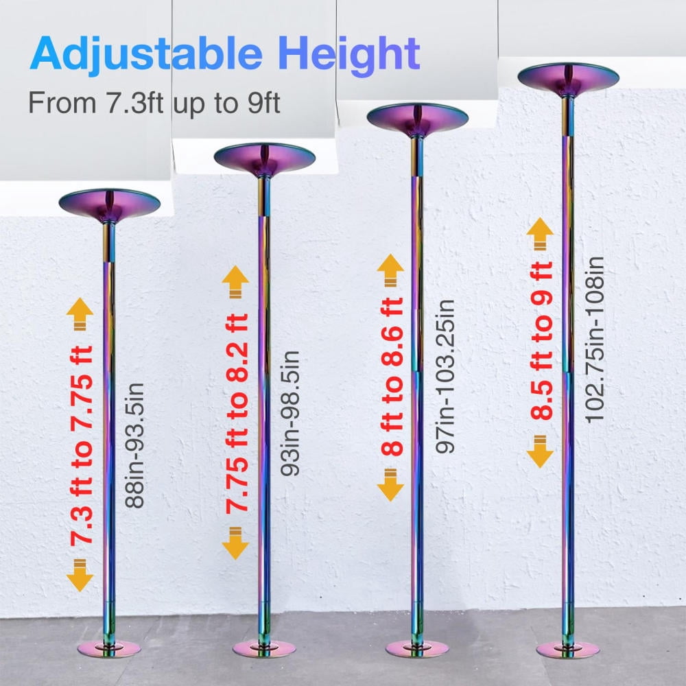 45mm Spin Pole for Home - Portable Dance Pole with Extension, Professional Spinning Fitness Pole for Bedroom, Studio & Exercise