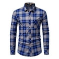 thumbnail image 6 of WREESH Men's Button Down Shirts Fashion Long Sleeve Plaid Dress Shirt with Button Down Collar and Classic Patte Blue, 6 of 7