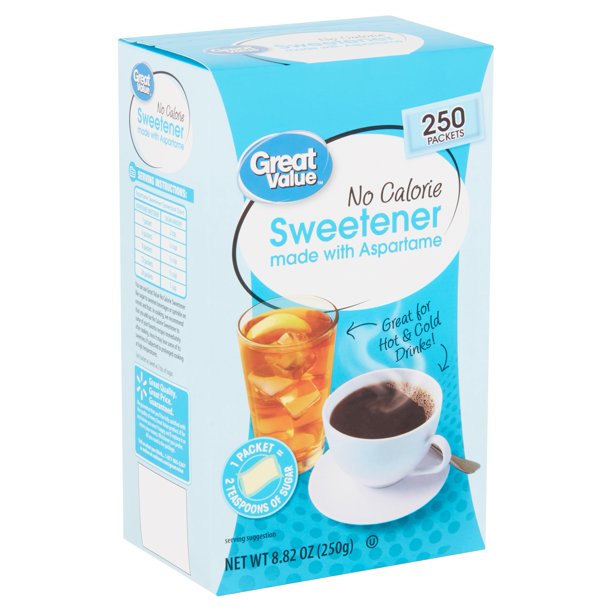 (250 Packets) Great Value Aspartame No Calorie Sweetener Packets