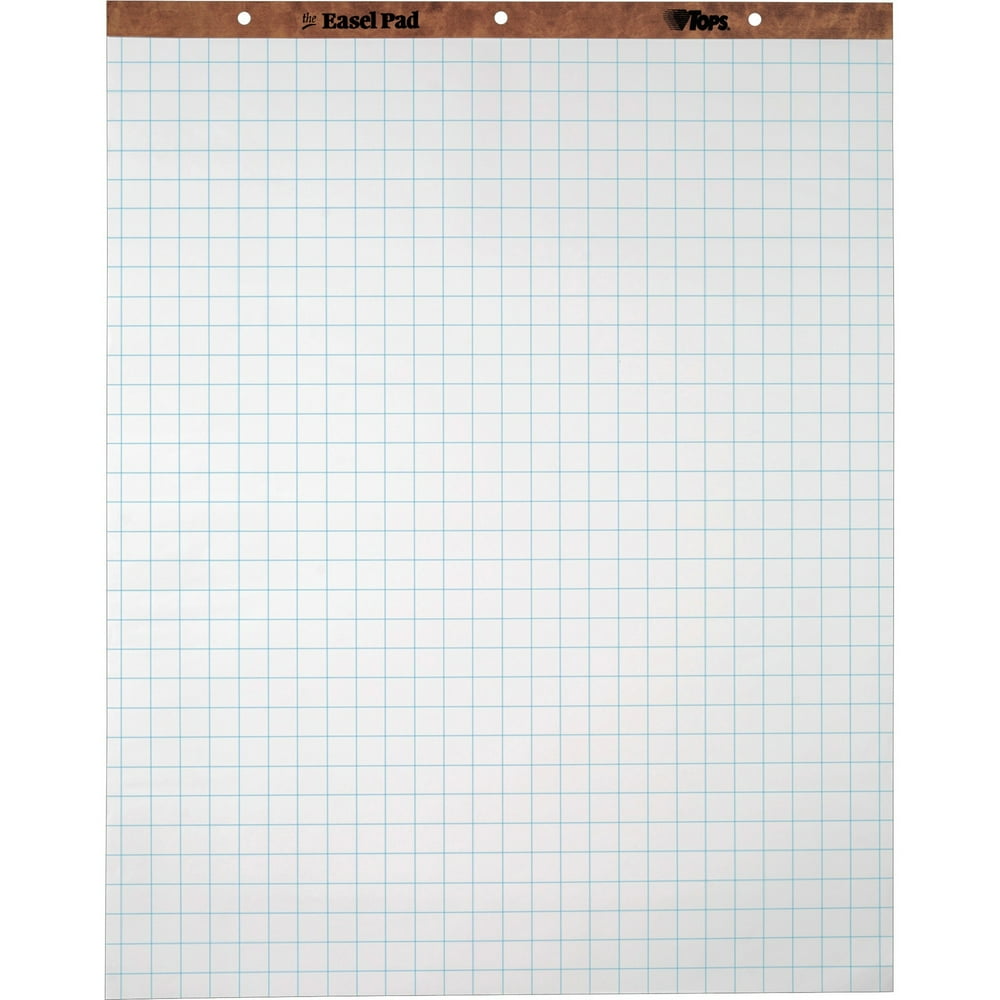 TOPS 1" Grid Square Easel Pads, 27" x 34" Sheets, Perforated, 50 Sheets