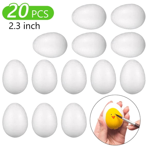 Tripumer 20 Pcs Craft Foam Eggs Polystyrene Eggs for Spring Easter Halloween Holiday Crafts Making Handmade DIY Painting School Projects