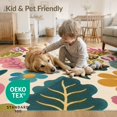 thumbnail image 4 of ODIKA 3'x5' Washable Accent Rug Pet Friendly, Non-Shedding Mat Multicolor Botanical Leaf Design Playful Floral Motif with Leafy for Bedside, Nursery Room, 4 of 7
