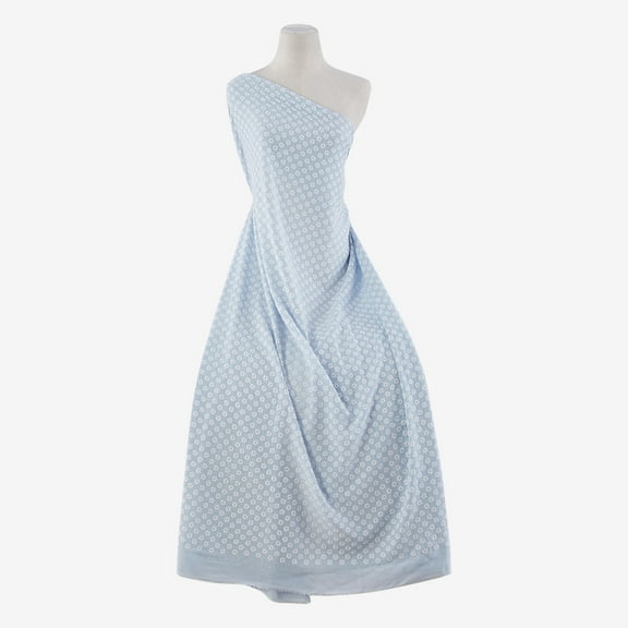 Zelouf Bibi All Over Embroidery Rayon Voile , Sewing, DIY, Crafts Fabric by the Yard, Dazzling Sky/wht, 3 Yard