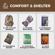 4 Person Emergency Kit / Survival Backpack for 72 Hours for Natural Disasters, Hurricanes, Emergency or Bug Out Situations – Black
