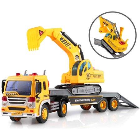 Toythrill Friction Powered Flatbed Truck Vehicle Playset (2 Pieces)
