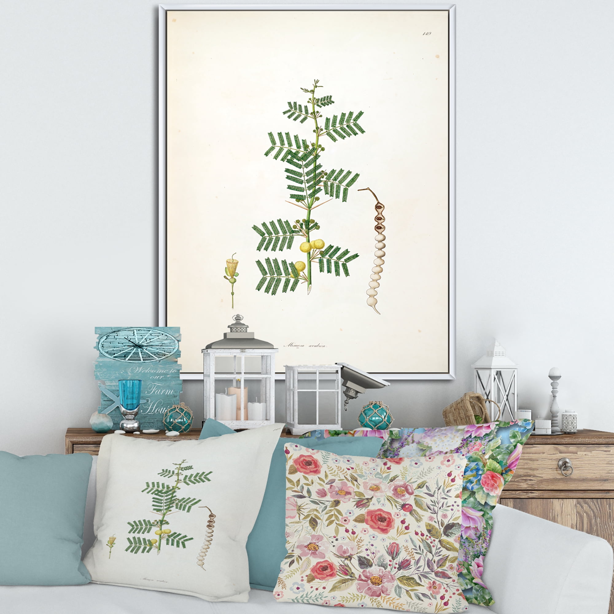 Designart 'Ancient Blossoming Flower III' Farmhouse Framed Canvas Wall Art Print