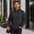 thumbnail image 4 of AZoiNM Men's Quarter Zip Pullover Sweatshirt, Casual Long Sleeve Mock Neck Fleece Sweatshirt with Ribbed Cuffs and Hem, Midweight Fall Spring Sweater Top, 4 of 13