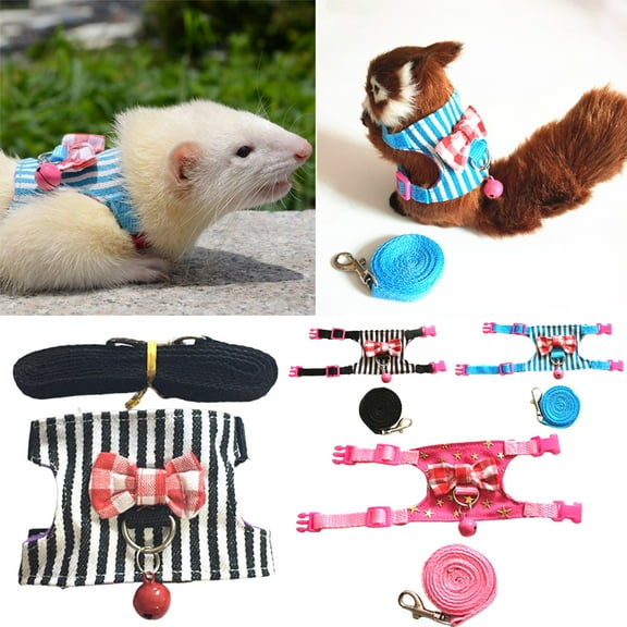 Walbest Hamster Mesh Chest Strap Adjustable Small Animals Harness and Leash Traction Rope, Guinea Pig Rabbit Harness and Leash Fashion Hamster Supplies, Funny Small Pet Walk Comfort Padded Vest