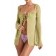 thumbnail image 2 of SAYOO - Camisa de playa con amarre para mujer, estampado floral/manga acampanada de color sólido con cuello cuadrado SAYOO Moda, 2 of 4