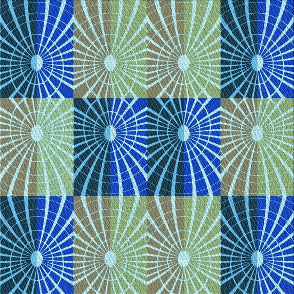 Ahgly Company Machine Washable Indoor Square Transitional Blue Jay Blue Area Rugs, 7' Square