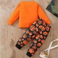 thumbnail image 4 of Toddler Boy Outfits Little Boys Autumn Winter Graphic Long Sleeve Elastic Waist 0-24M Halloween Set 2 Piece, 4 of 7