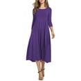 thumbnail image 4 of facefd Robe Femme Col Rond Costume Automne Manches Mi-Automne Grande Robe Évasée Violette m, 4 of 6