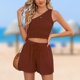 thumbnail image 5 of Ropa de playa para mujer conjuntos casuales a juego de dos piezas a la moda Color sólido combina con todo FLhrweasw Para estrenar, 5 of 7
