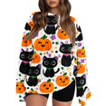 thumbnail image 2 of Halloween Fuzzy Tops for Women Printed Crew Neck Long Sleeve Trendy Spooky Festival Party Pullover Top Multicolor 02 XXL, 2 of 6